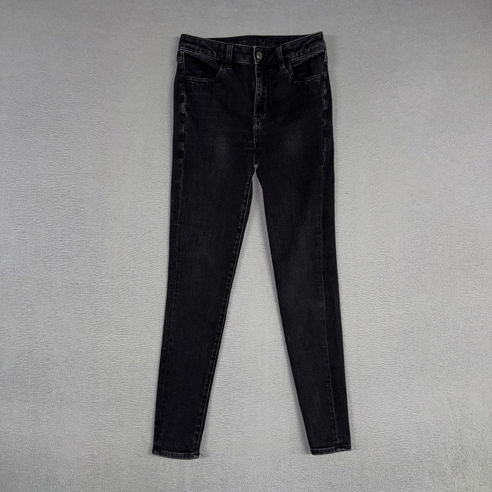 American Eagle Jeans Womens 4 Faded Black Super Hi-Rise Jegging Stretch Denim